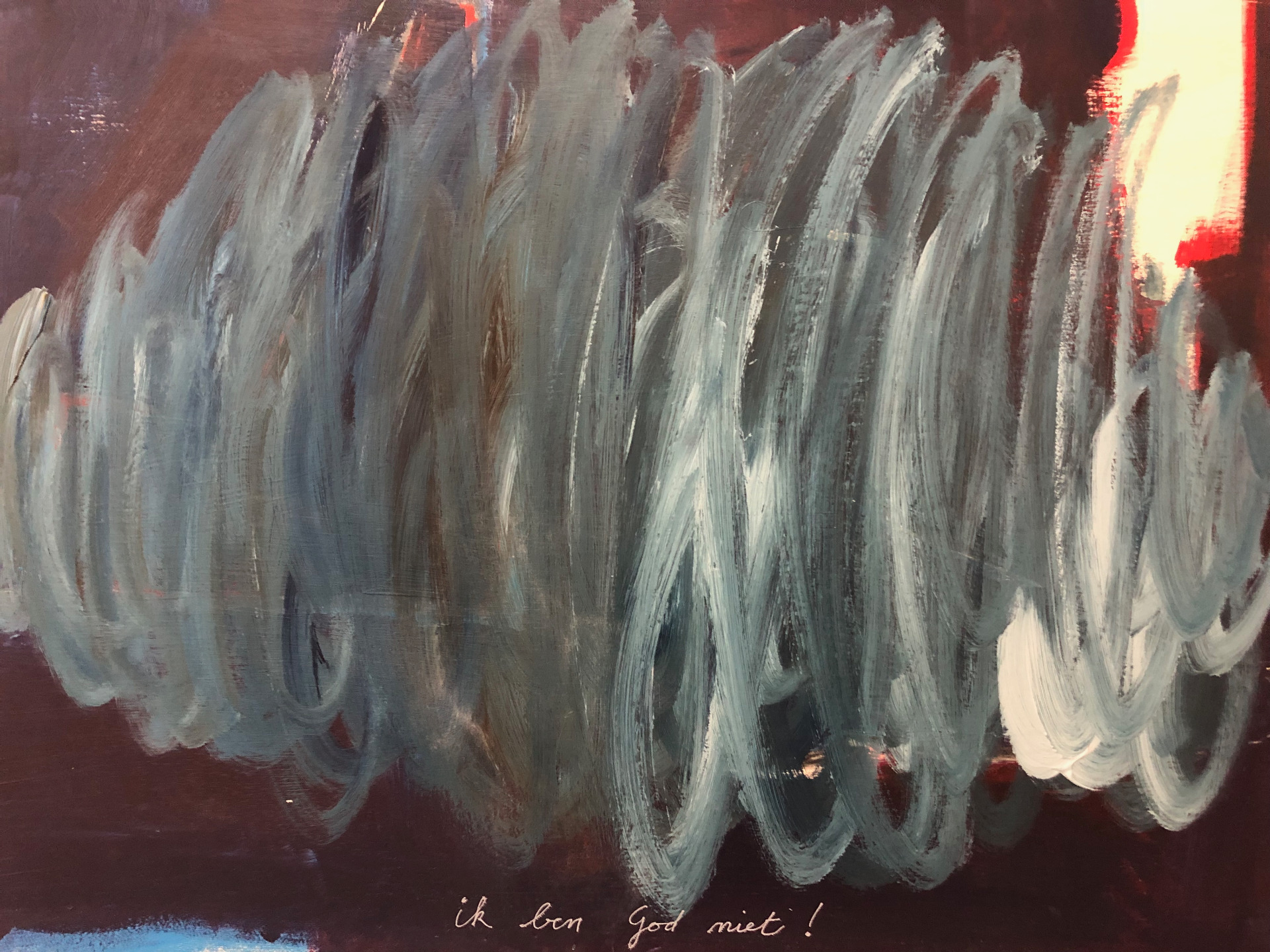 2025 'Ik ben God niet!', acrylic on hardboard 60X8Ocm 